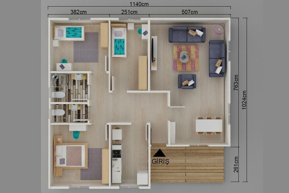 Kayseri Prefabrik 117 mt 2 Kayseri Prefabrik 117 mt - Görsel 2