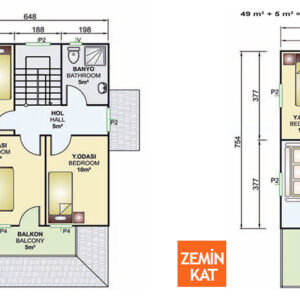 Kayseri Anahtar Teslim Prefabrik 122 mt 5 122metrekare iki katli prefabrik ev plani