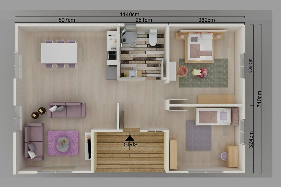 Kayseri Anahtar Teslim Prefabrik 73 mt 2 Kayseri Anahtar Teslim Prefabrik 73 mt - Görsel 2