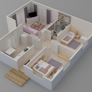 77 mt2 prefabrik ev plan2