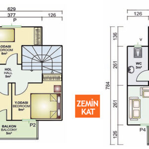 Kayseri Anahtar Teslim Prefabrik 86 mt 5 86metrekare iki katli prefabrik ev plani